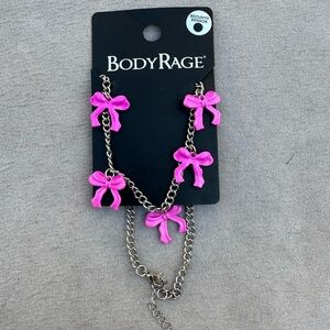 BodyRage Pink Bow Charm Necklace